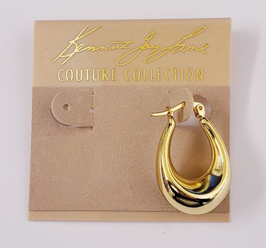 Polished Gold Oval Hoop Post Earring