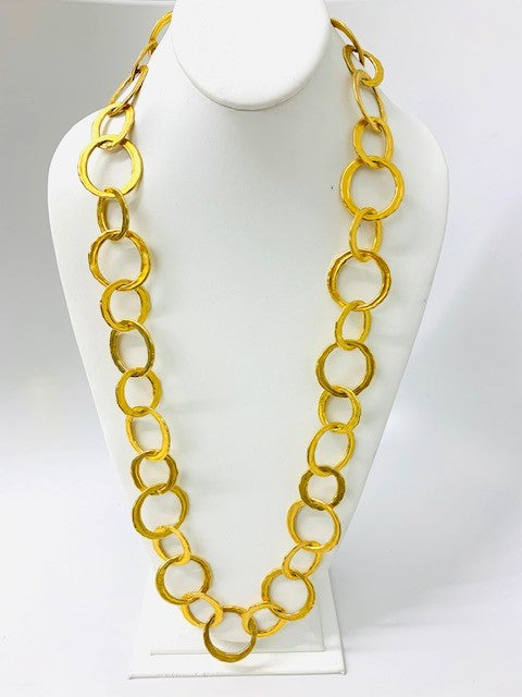 36" Satin Gold Circle Links Necklace