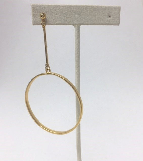 Gold Open Circle Long Drop Post Earring