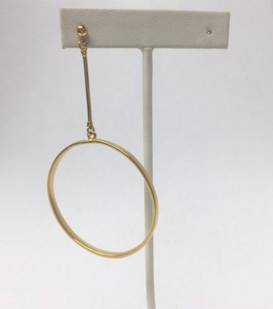 Gold Open Circle Long Drop Post Earring