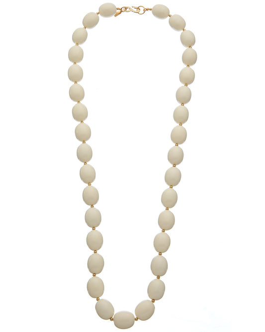 30" Ivory Bead Necklace with Gold Spacers S Hook Clasp