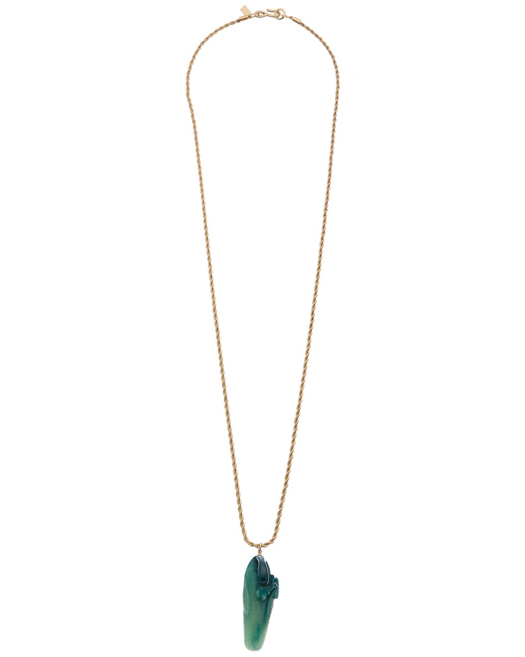 32" Gold Chain with Jade Swan Pendant Necklace