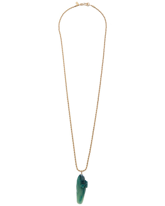 32" Gold Chain with Jade Swan Pendant Necklace