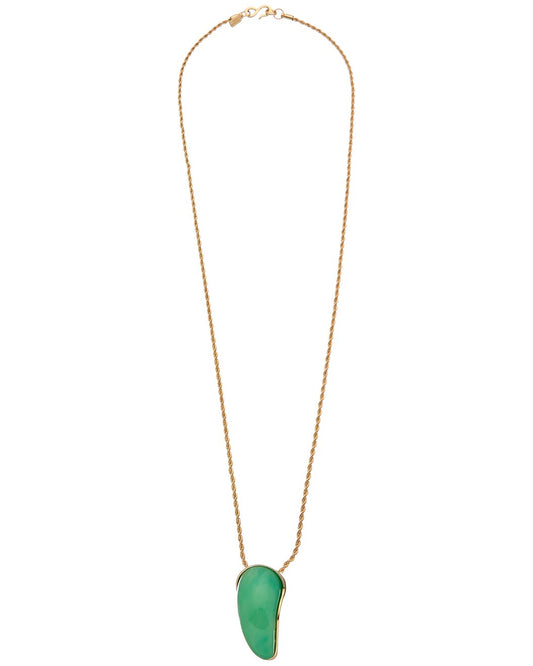 34" Polished Gold Chain with 1 3-4" Jade Pendent S Hook