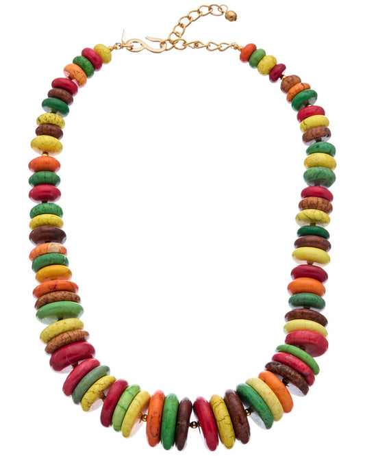 18"+4" Ext Multi Color Disc Necklace