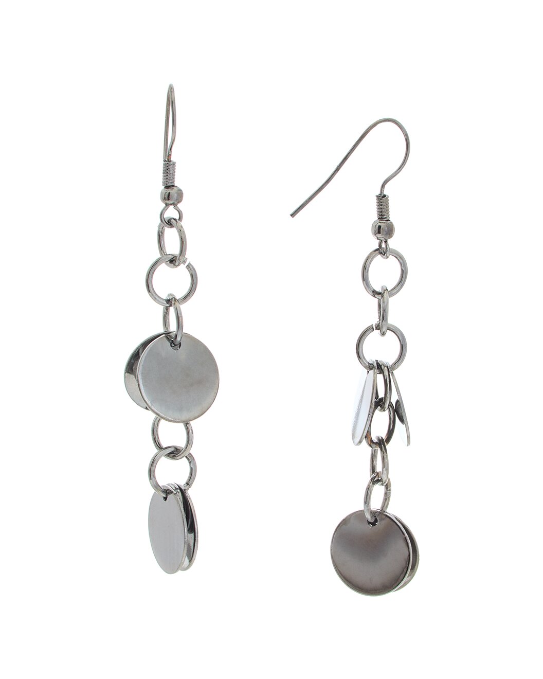 2 1-2" silver gunmetal coins drop fishhook earring