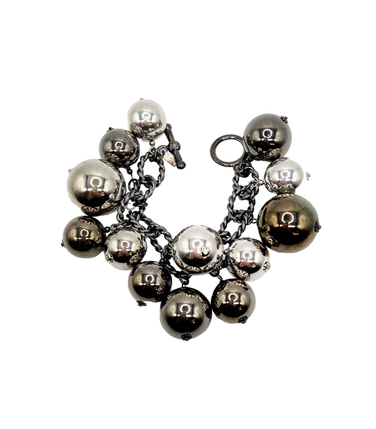 Silver & Gunmetal Ball Bracelet