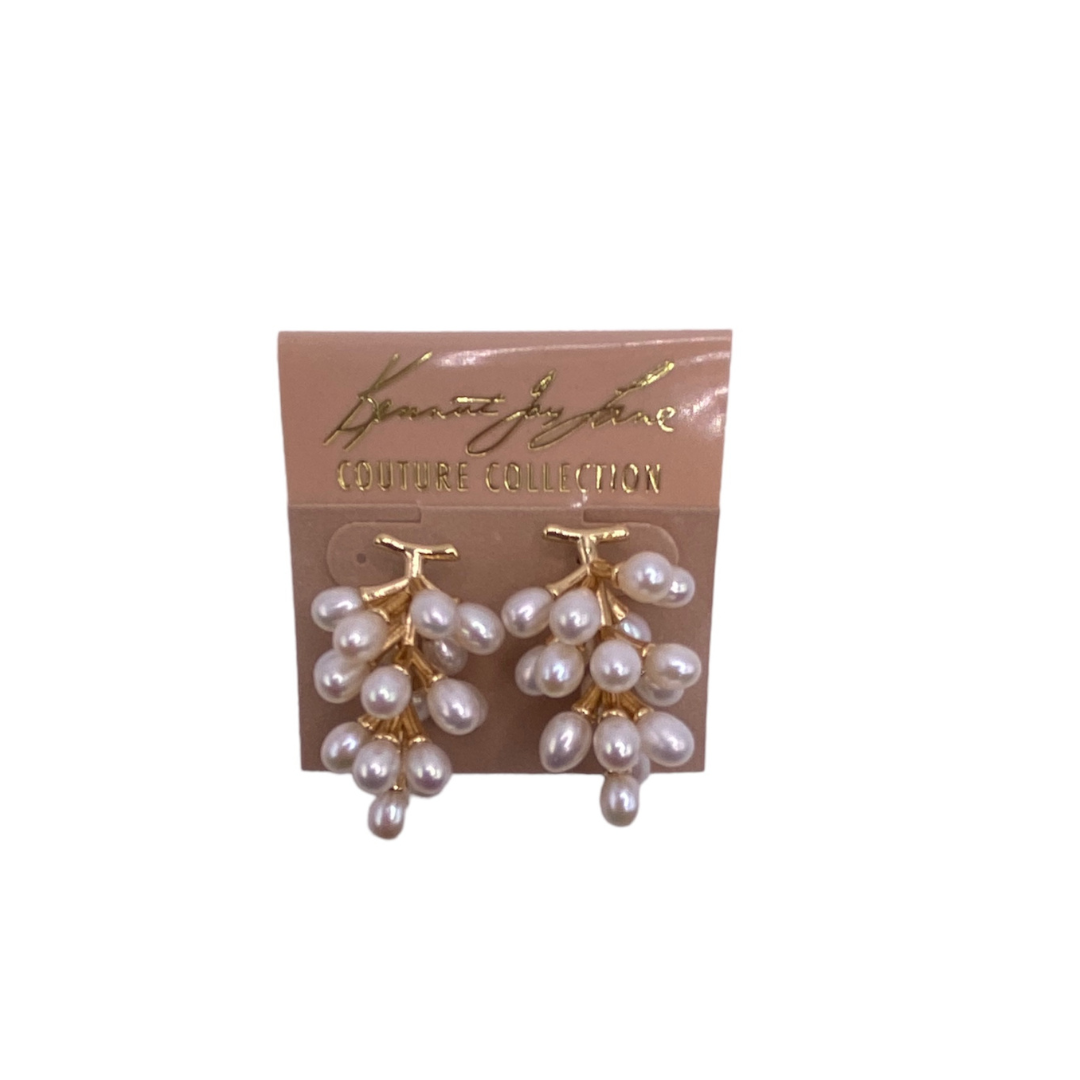 Gold with Freshwater Pearl Cluster Drop Pierced Earring