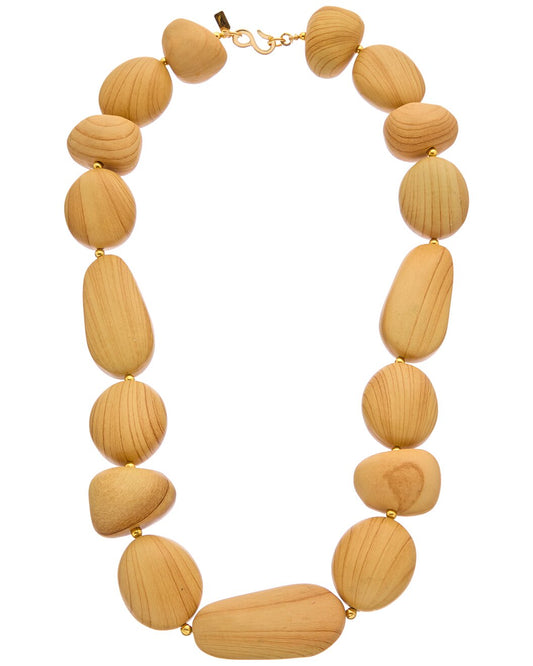 wood look assorted shapes bead neck