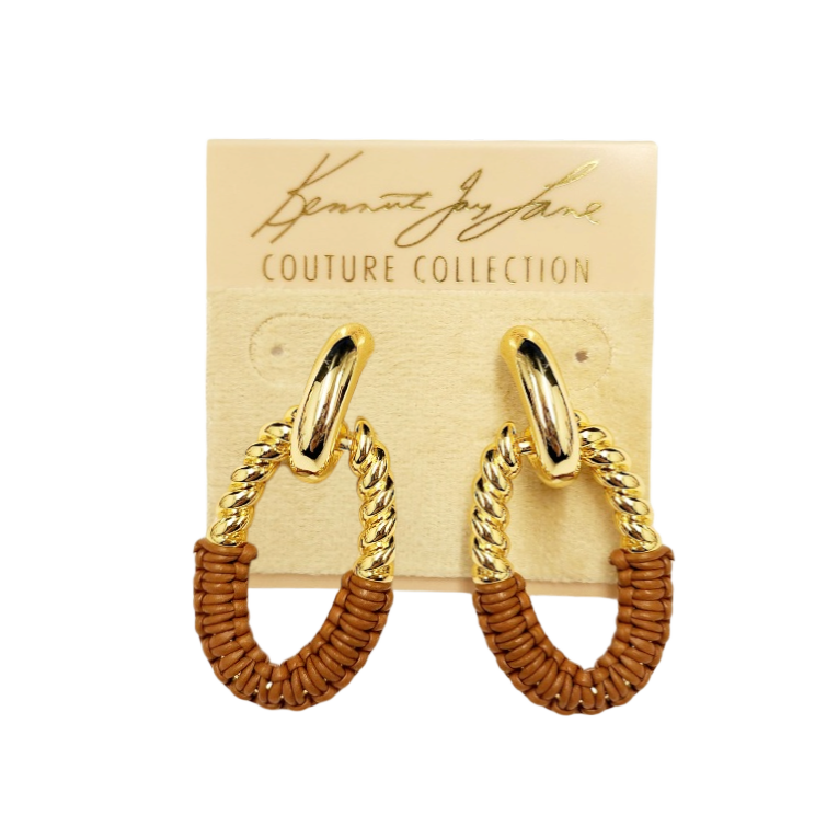 Brown Leather Ring Hoop Earring