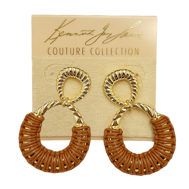 Brown Leather Double Oval Earring