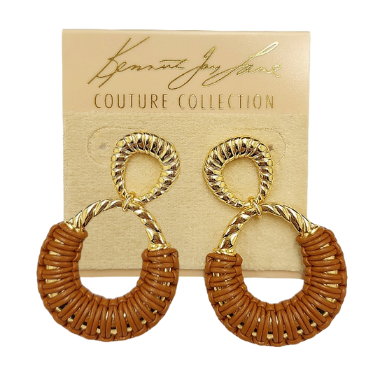 Brown Leather Double Oval Earring