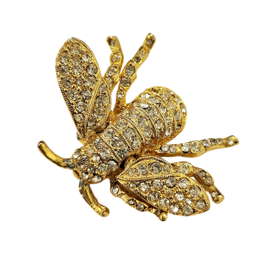 Gold Crystal Bee Pin
