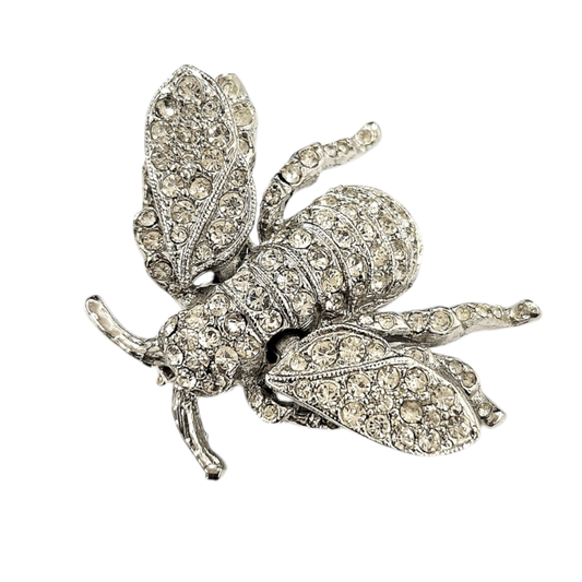 Silver Crystals Bee Pin