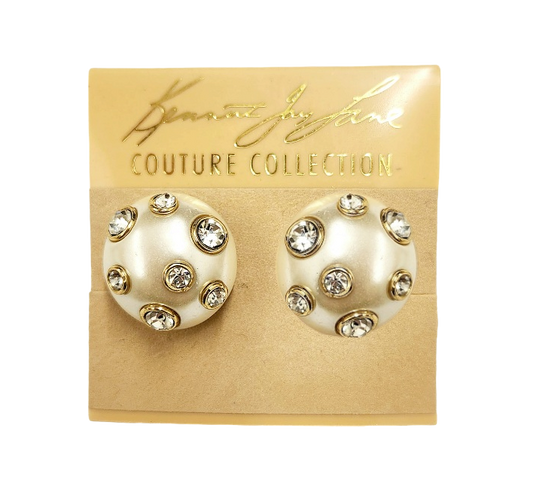 19mm Light Cultura Pearl Domed with Crystal Gold Clip Earring