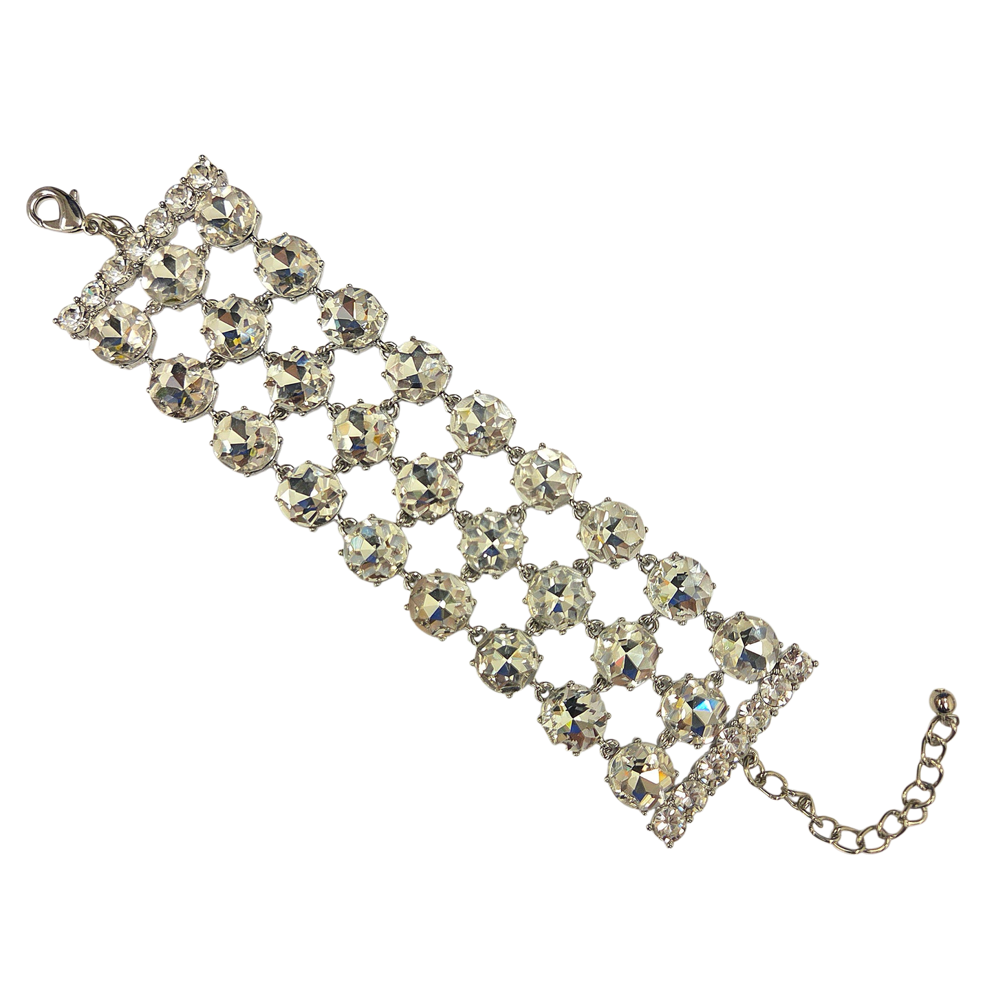 3 Row Silver Crystals Bracelet