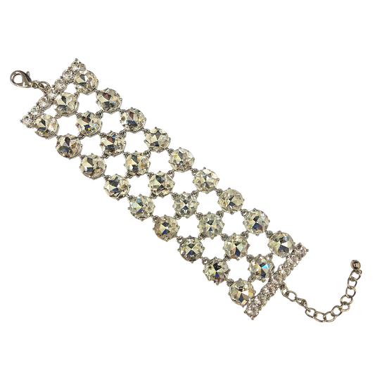 3 Row Silver Crystals Bracelet
