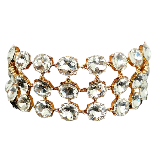 Gold Crystals Dog Collar Necklace