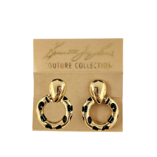 Black Spots Doorknocker Earring