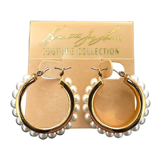 Gold with Pearl Hoop Earring