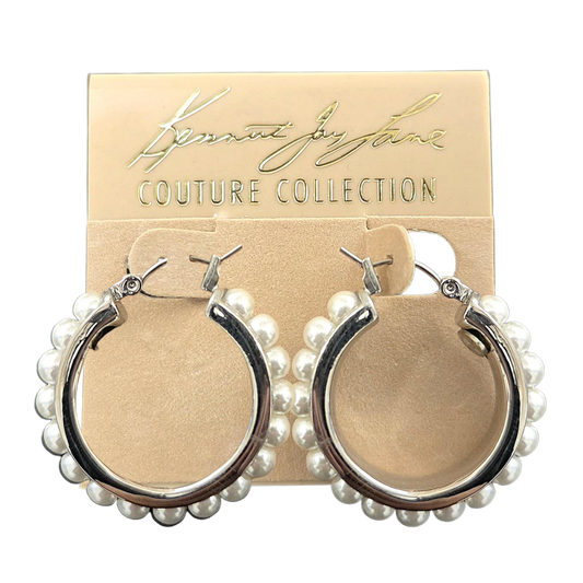 Silver with Pearls Hoop Earrings