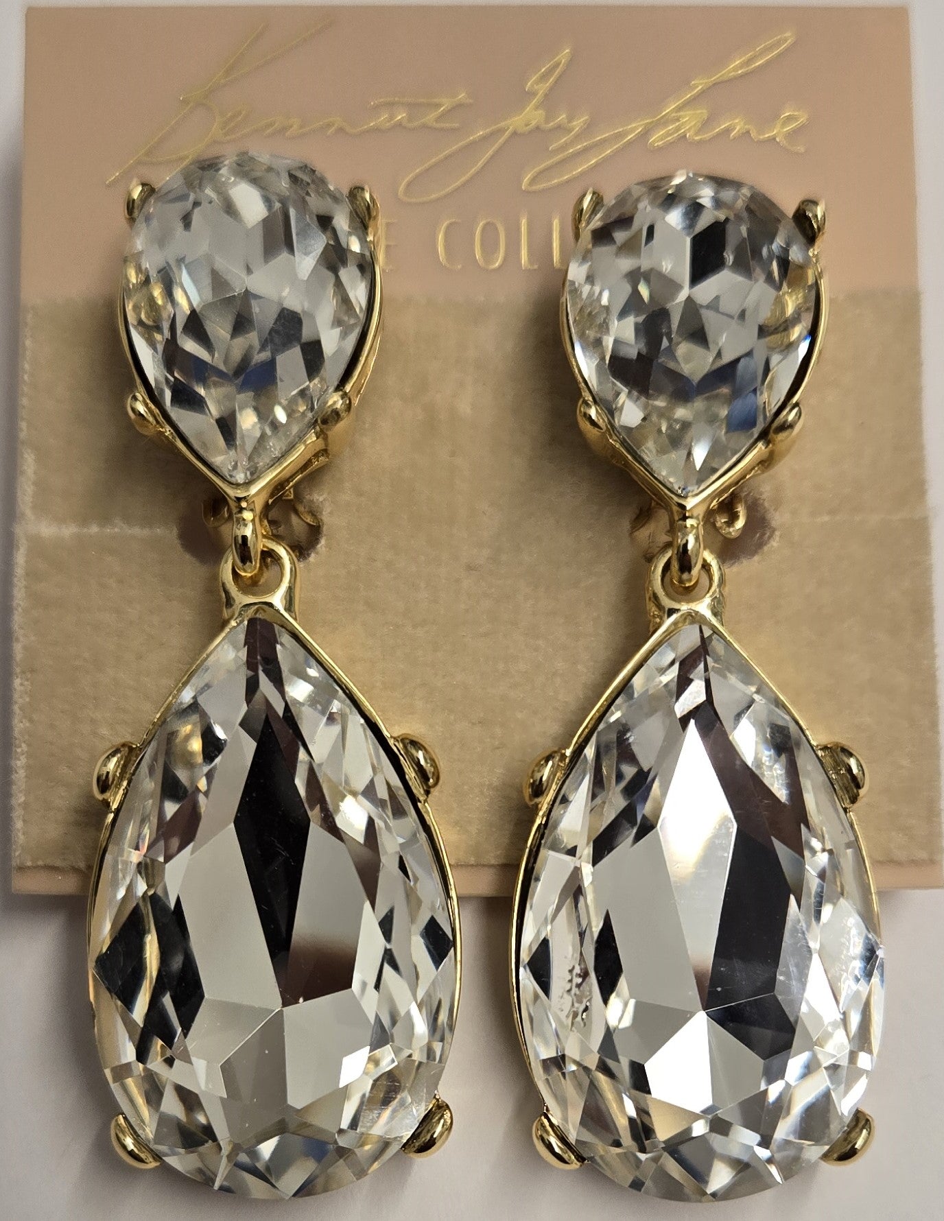 Gold Crystal Teardrop Earring Clip