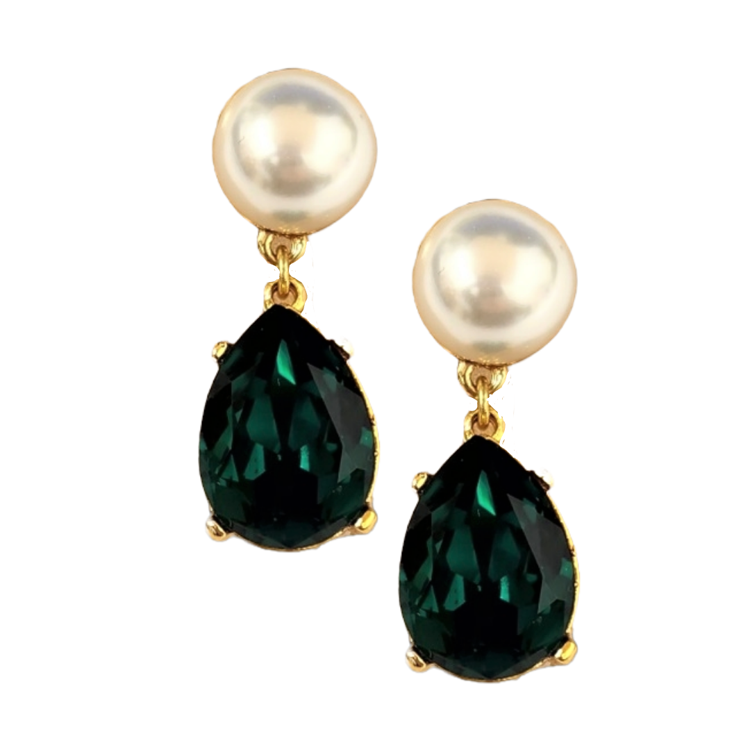 Pearl Emerald Teardrop Earring