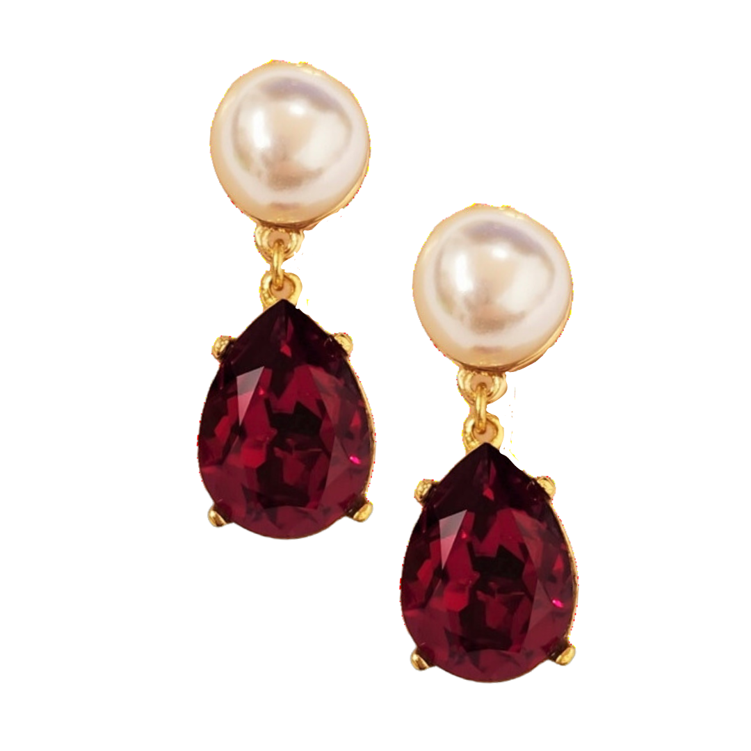 Pearl Ruby Teardrop Earring