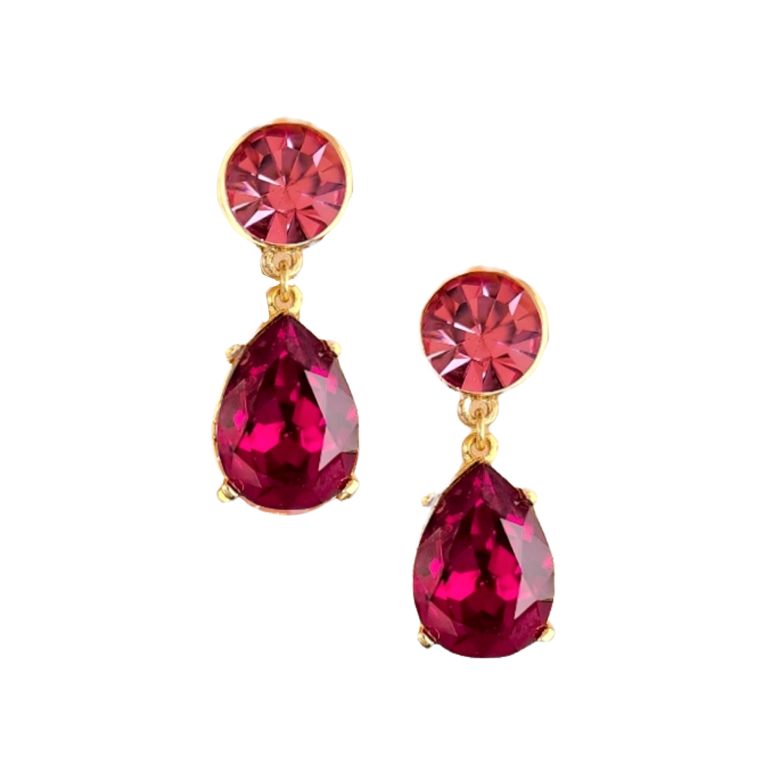 Rose Ruby Teardrop Earring