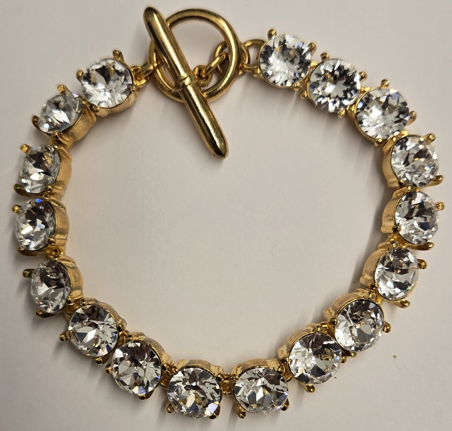 Gold Toggle Bracelet with Round Crystals