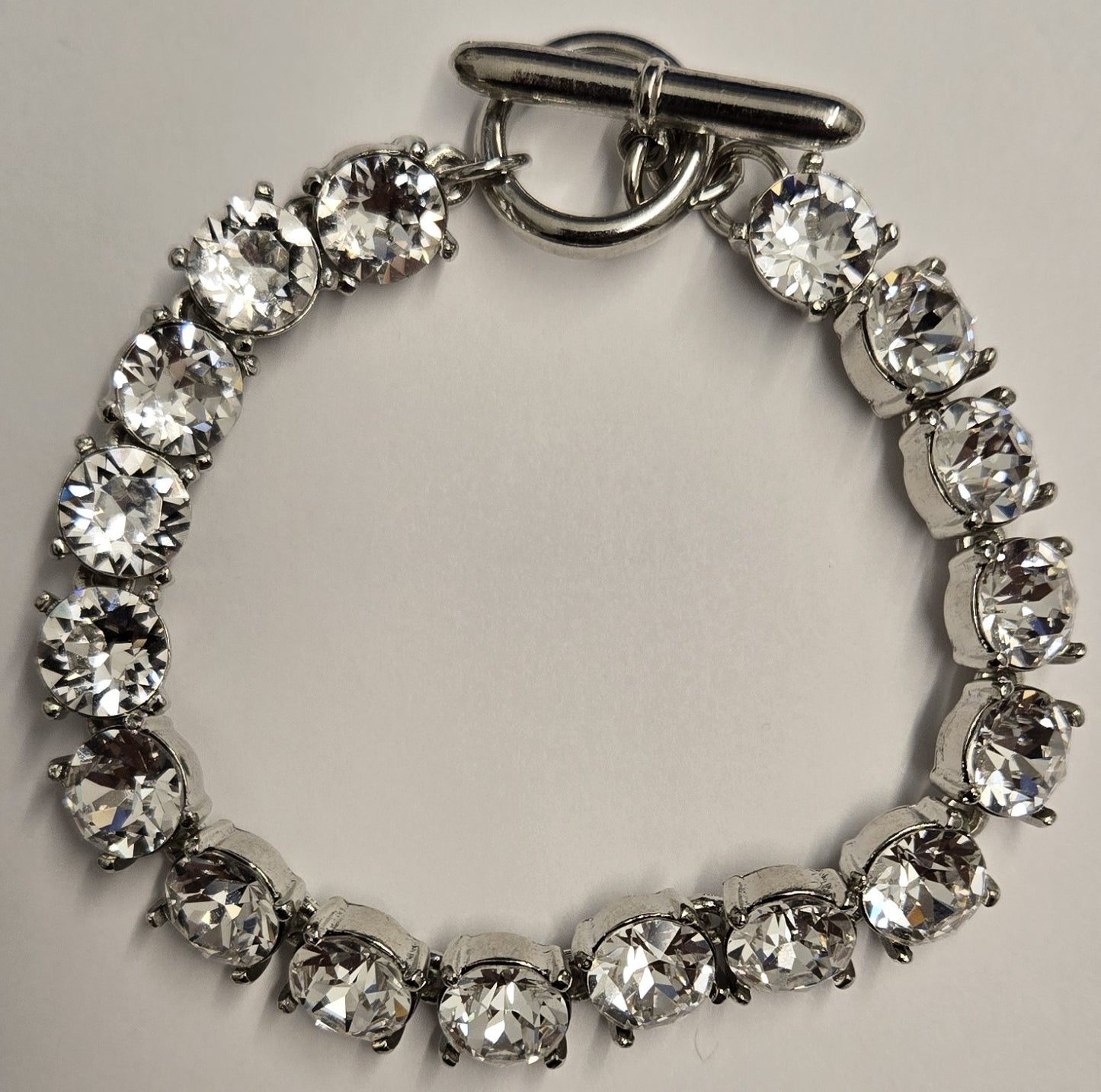 Silver Toggle Bracelet with Round Crystals