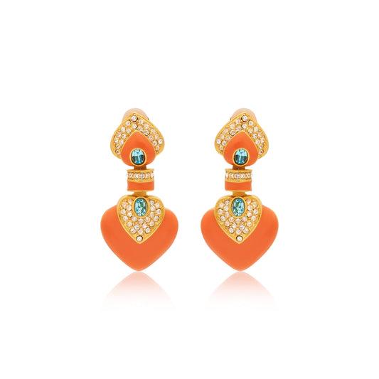 Coral with Aqua Heart Earring