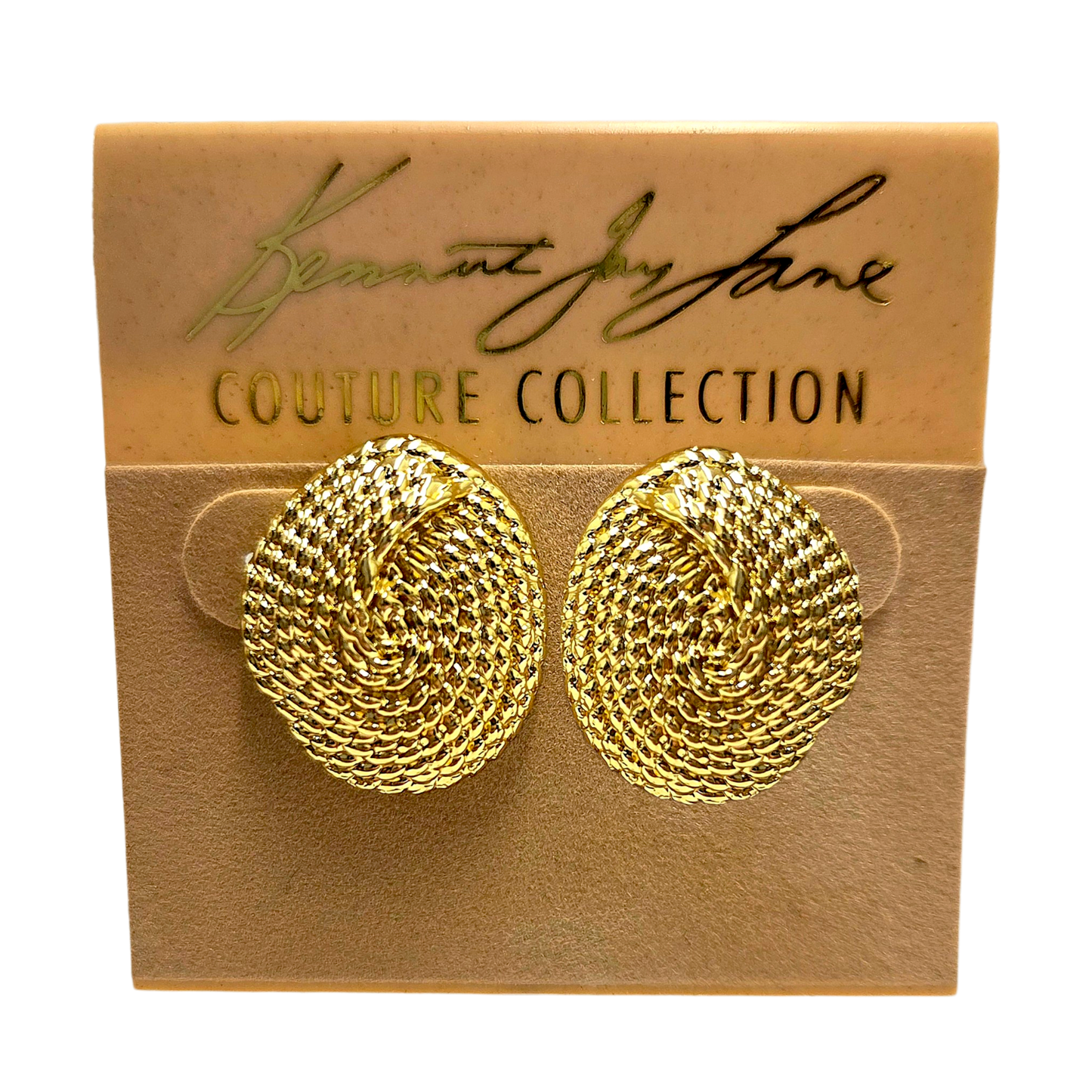 Gold Rope Button Earring