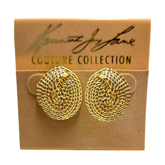 Gold Rope Button Earring