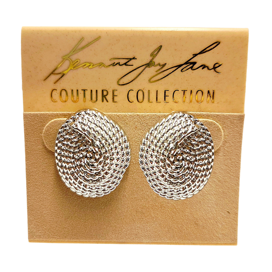 Silver Rope Button Earring