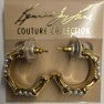 Gold Bamboo Pierced Earring with Pearl