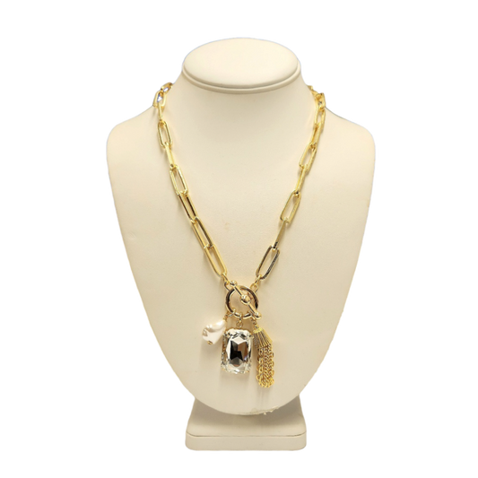 Crystal Gold Chain Necklace