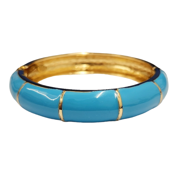 Gold with Turquoise Enamel Bangle