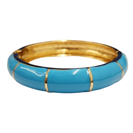 Gold with Turquoise Enamel Bangle