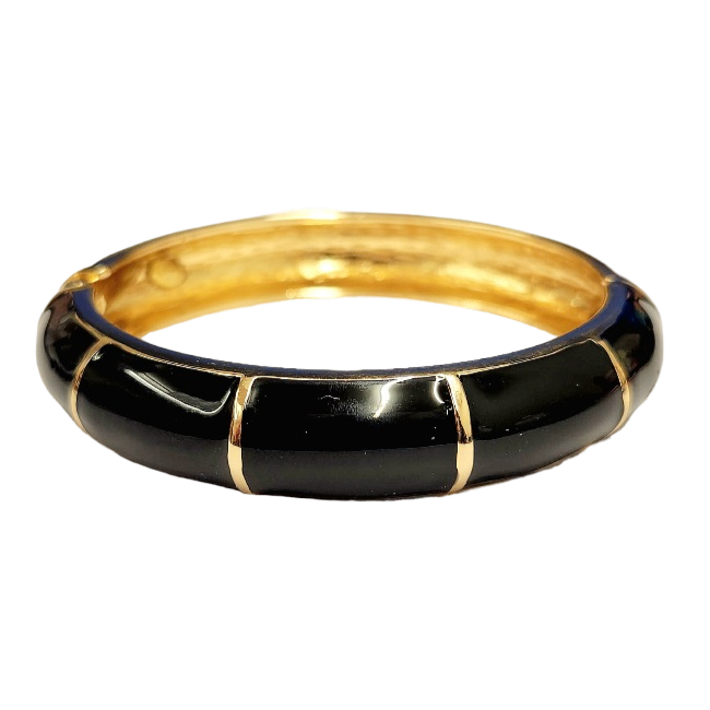 Gold with Black Enamel Bangle