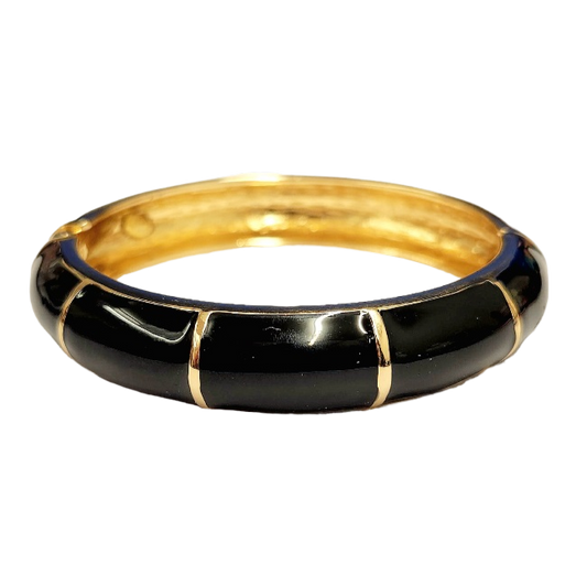 Gold with Black Enamel Bangle