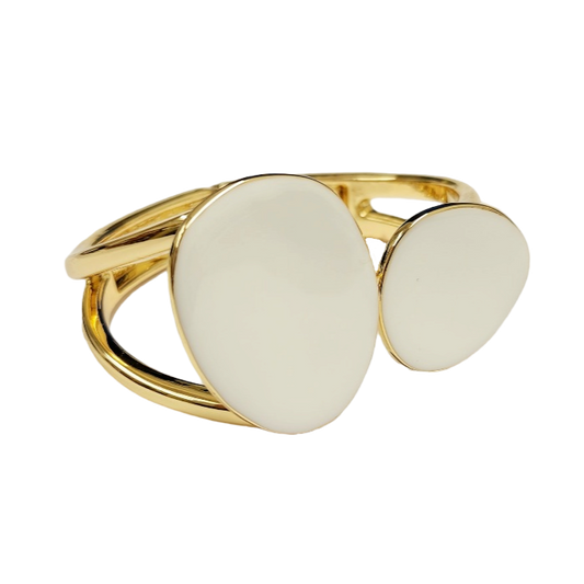 White Enamel Kidney Shaped Open Cuff