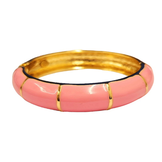 Gold with Pink Enamel Bangle