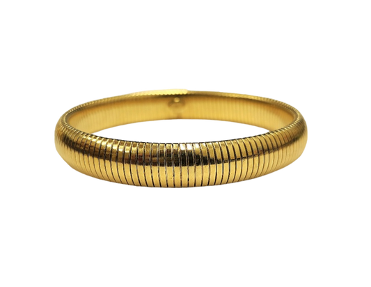 Gold Domed Snake Chain Stretch Bracelet