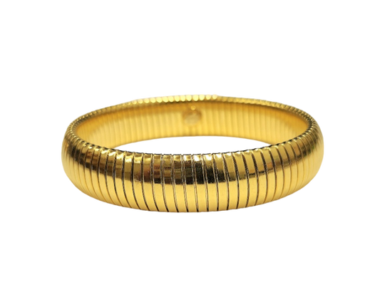 14mm Gold Domed Snake Chain Stretch Bracelet