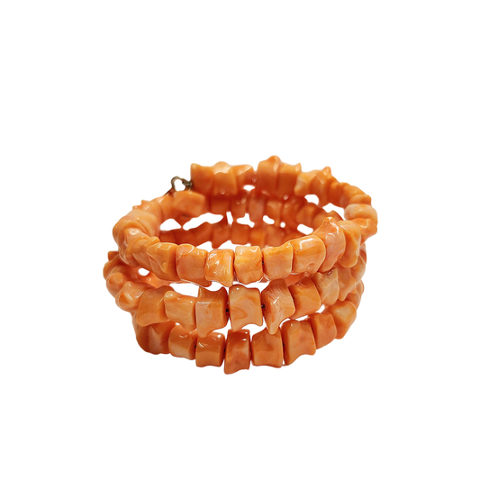 4 Row Light Coral Coil Bracelet