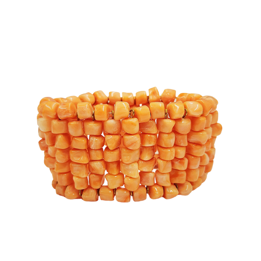 7 Row Light Coral Stretch Bracelet