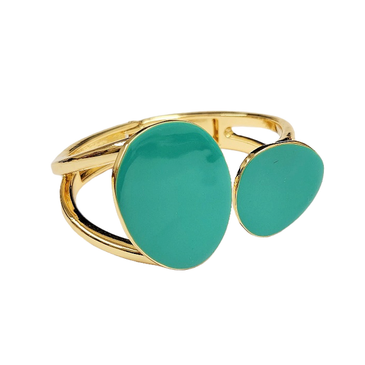 Turquoise Enamel Kidney Shaped Open Cuff