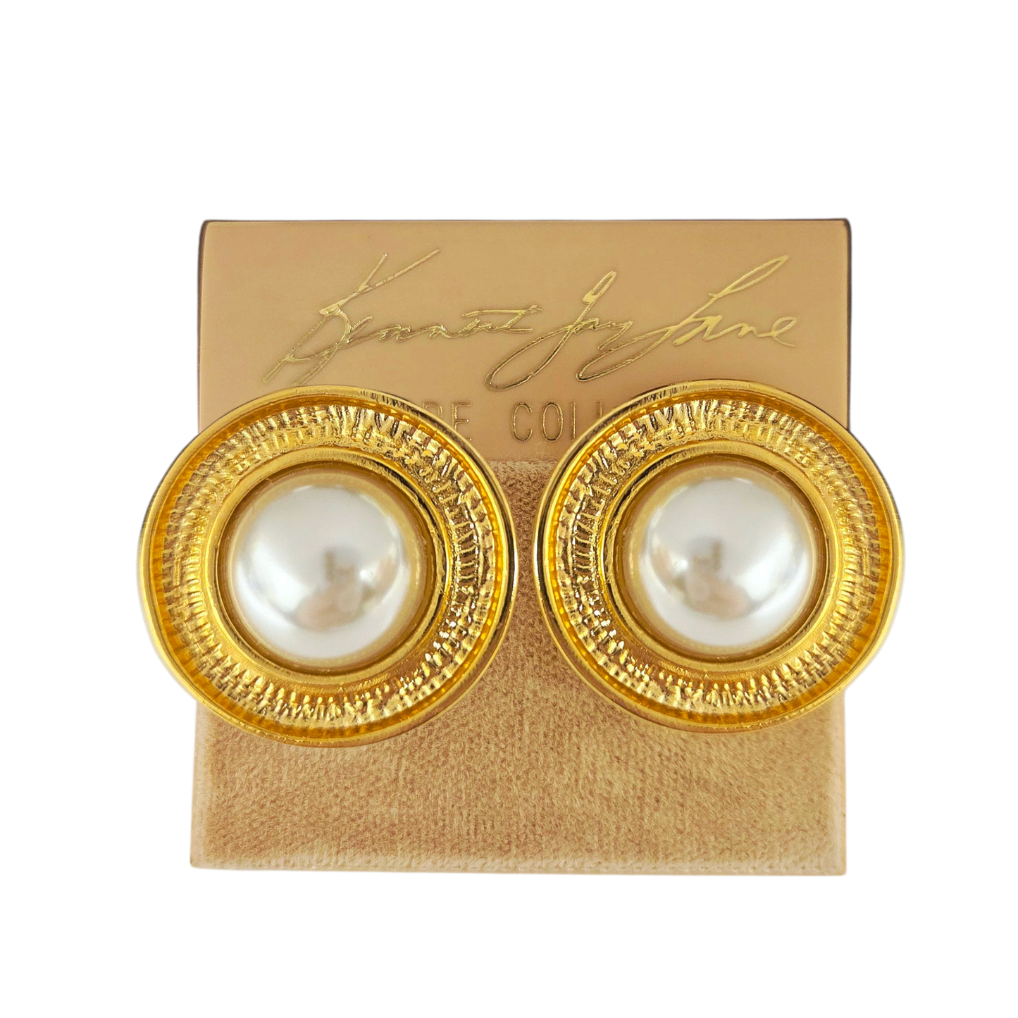 Gold with Pearl Button Earring