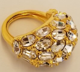 Gold Crystal Cluster Dome Ring